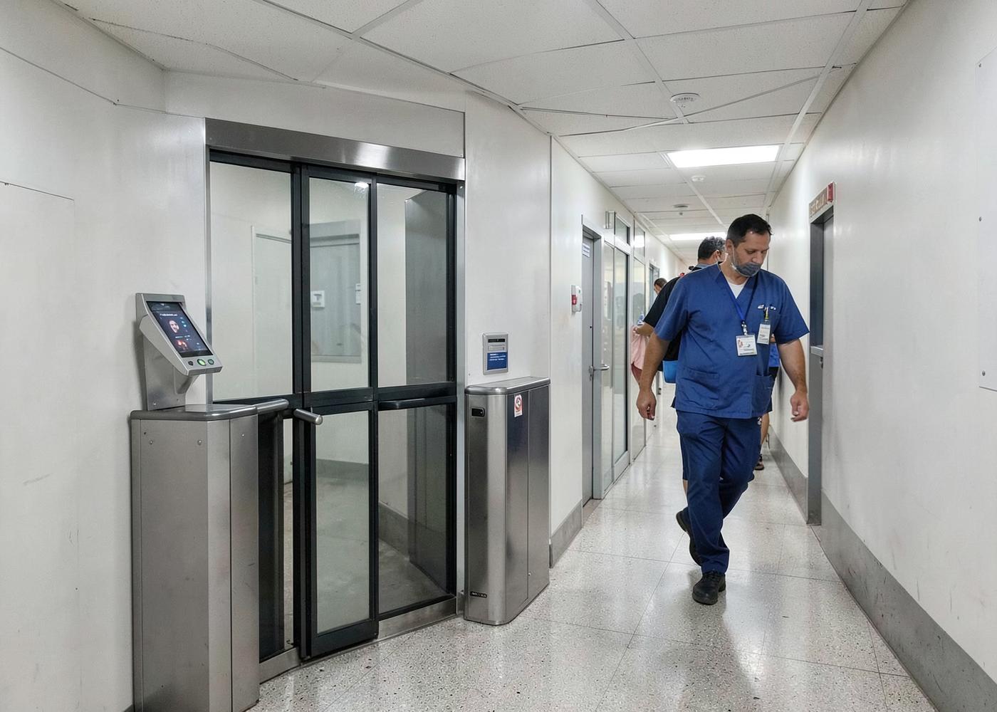 Profissional identificado por reconhecimento facial na entrada interna do hospital